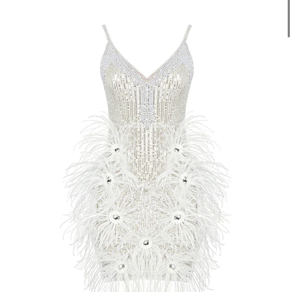Brand New ZCRAVE white feather dress